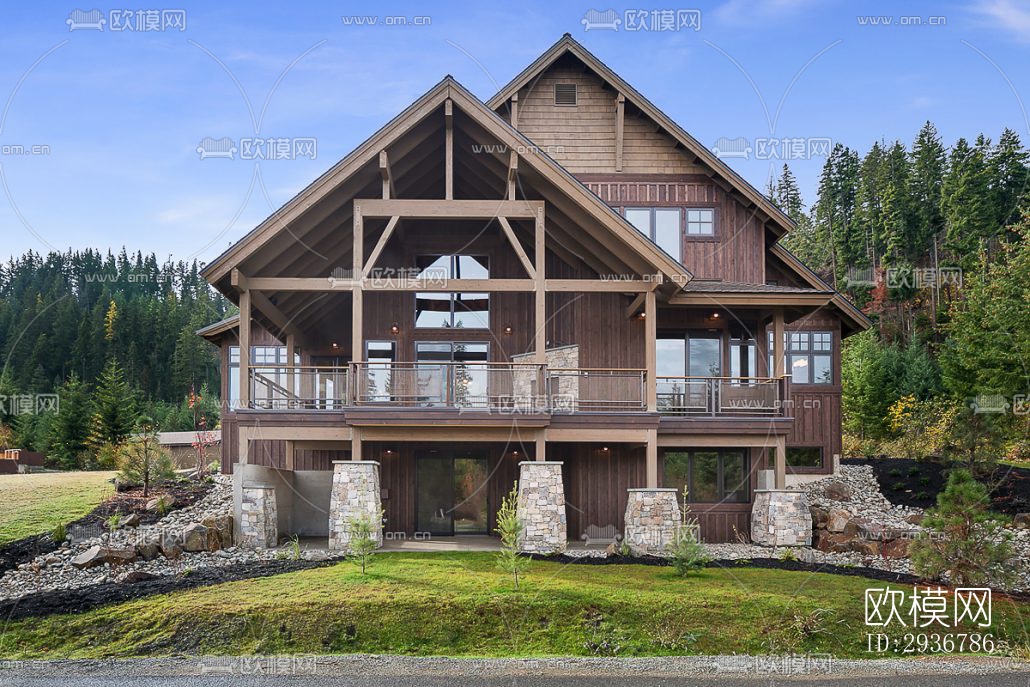 美式居住建筑效果图下载（渲染图5）