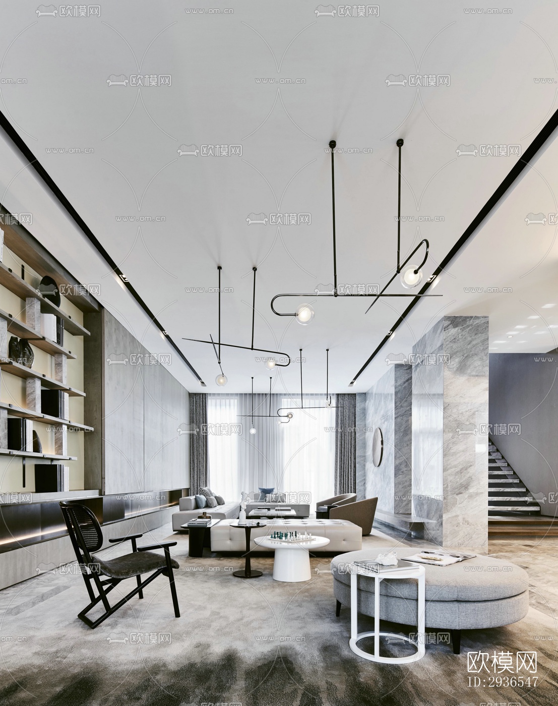 新中式商务大堂效果图下载（渲染图15）