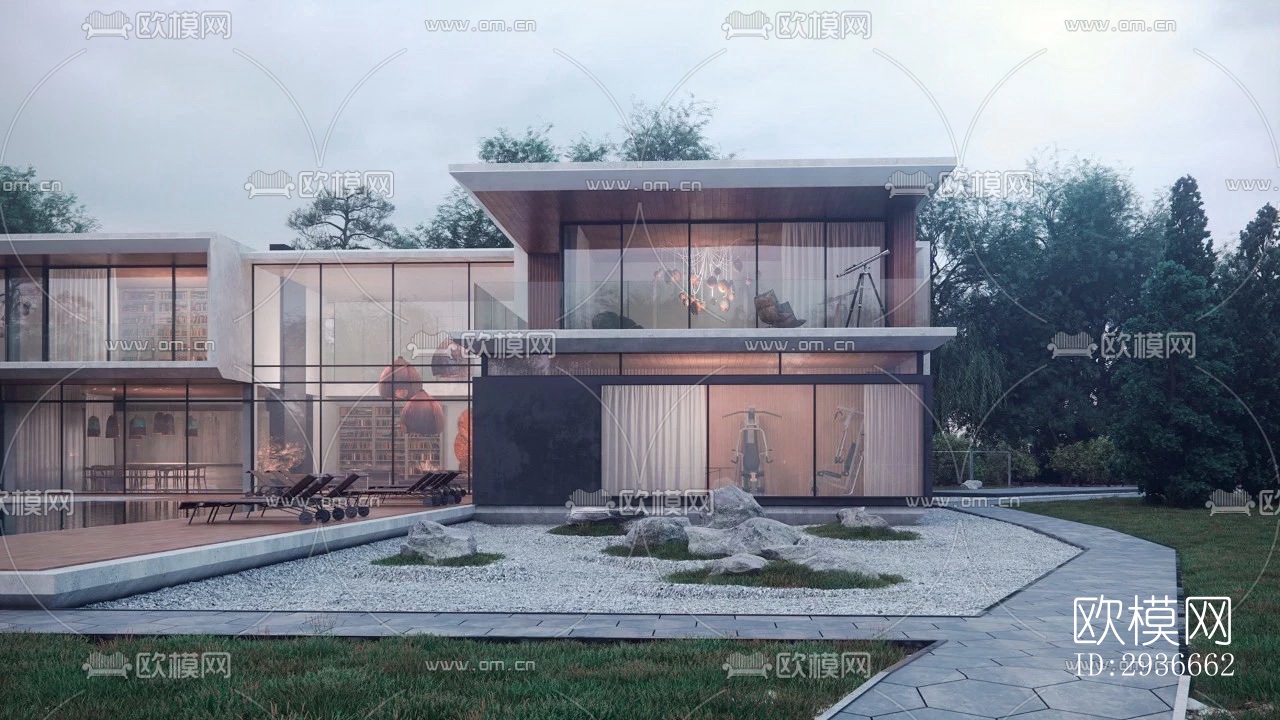 现代居住建筑效果图下载（渲染图15）