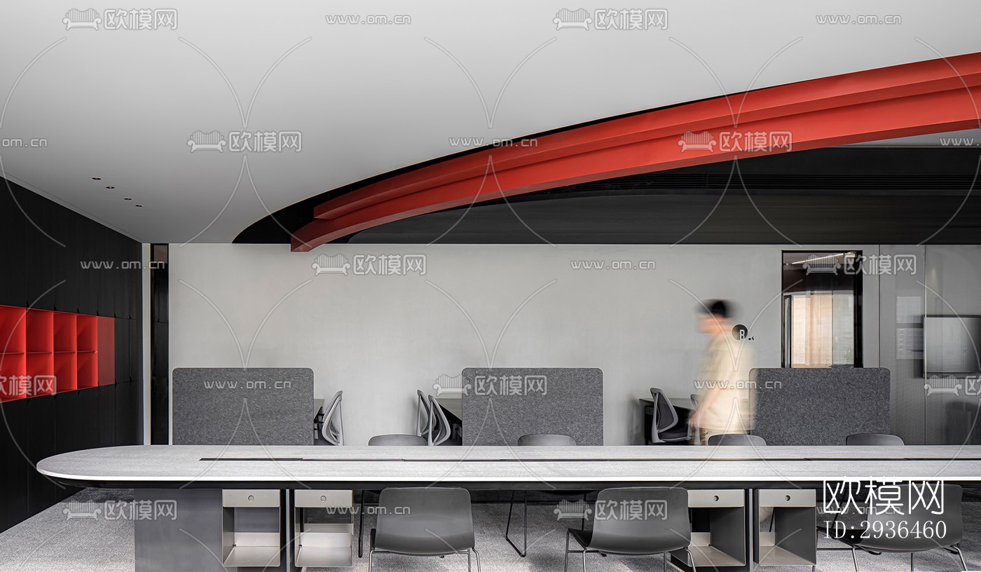 现代办公区效果图下载（渲染图1）