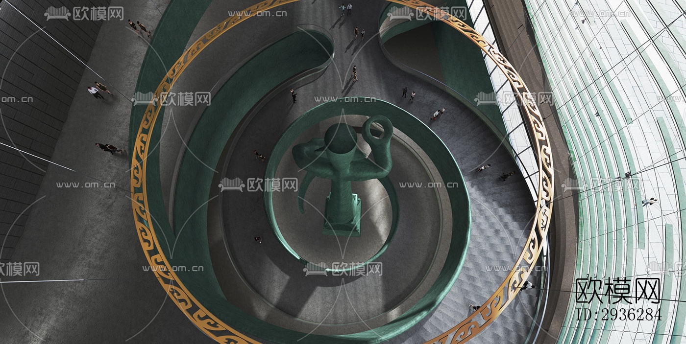 新中式美术博物馆效果图下载（渲染图10）