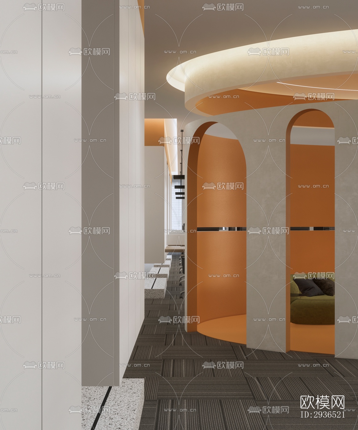 现代办公区效果图下载（渲染图9）