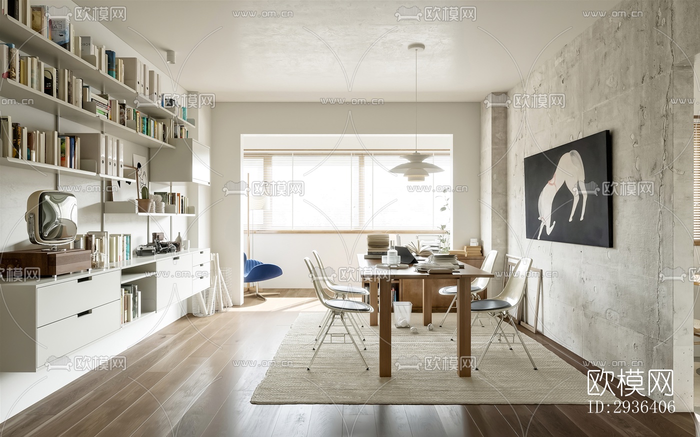 中古风办公区效果图下载（渲染图20）