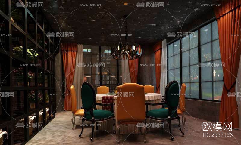 工业风西餐厅效果图下载（渲染图8）