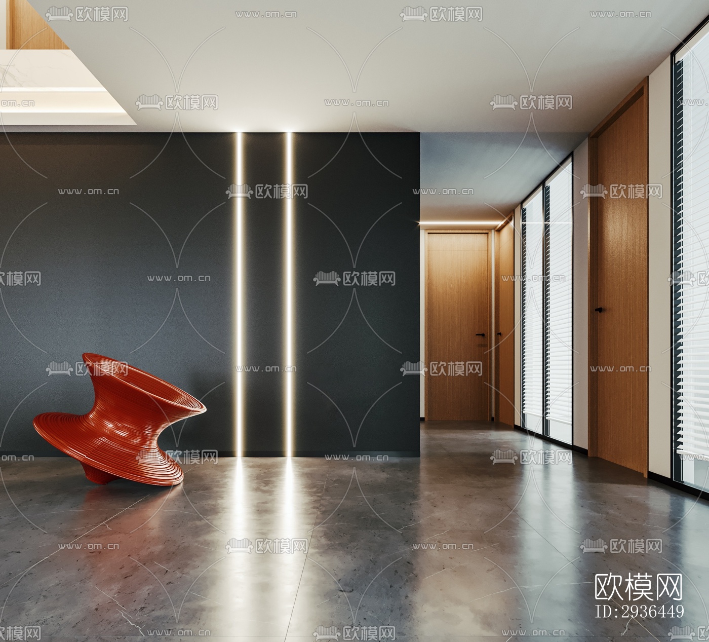 现代办公区效果图下载（渲染图8）