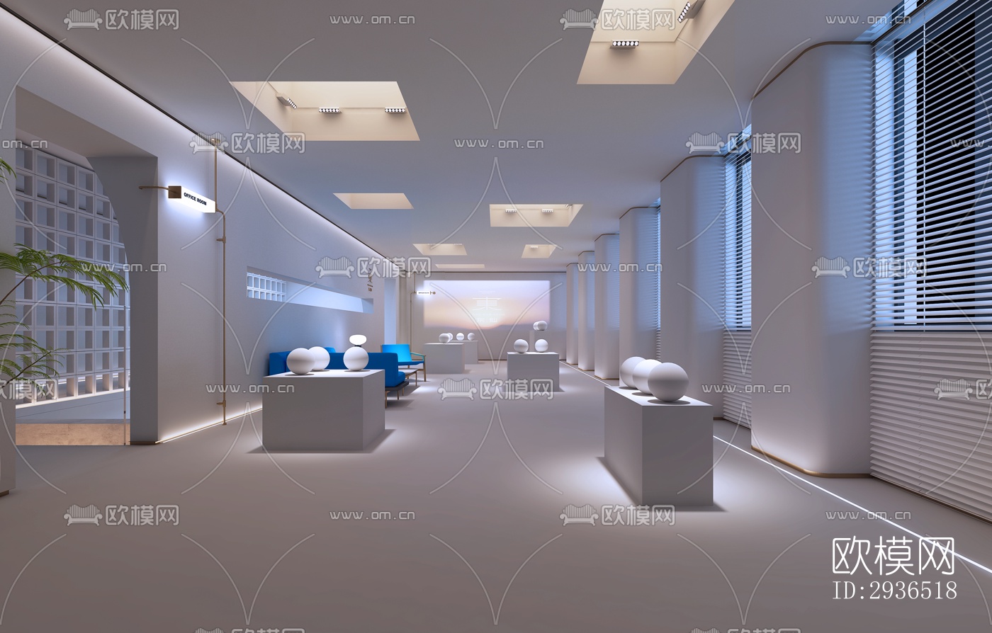 现代办公区效果图下载（渲染图12）