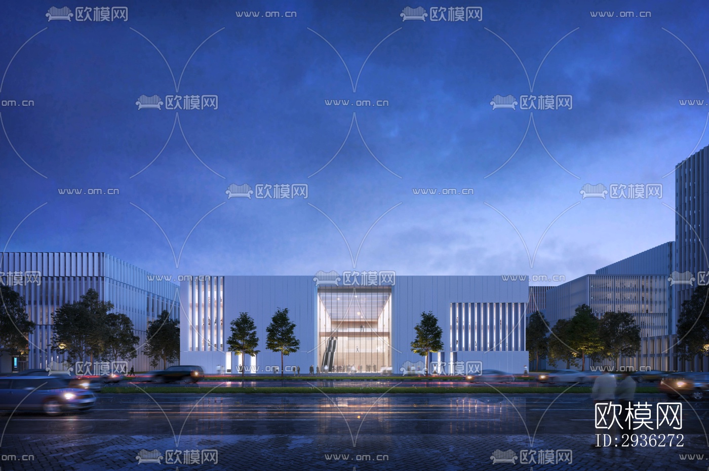 新中式美术博物馆效果图下载（渲染图16）