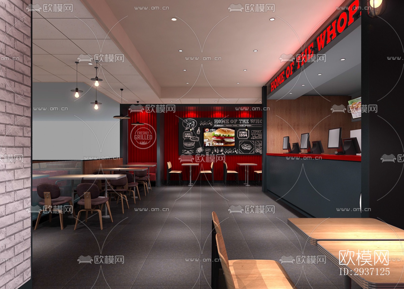 工业风西餐厅效果图下载（渲染图3）