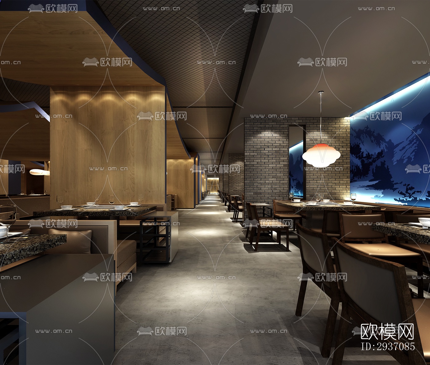 中式火锅烤肉效果图下载（渲染图3）