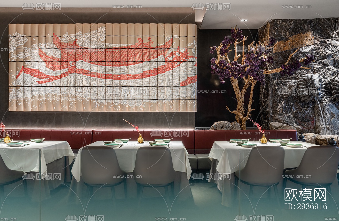 新中式中餐厅效果图下载（渲染图13）