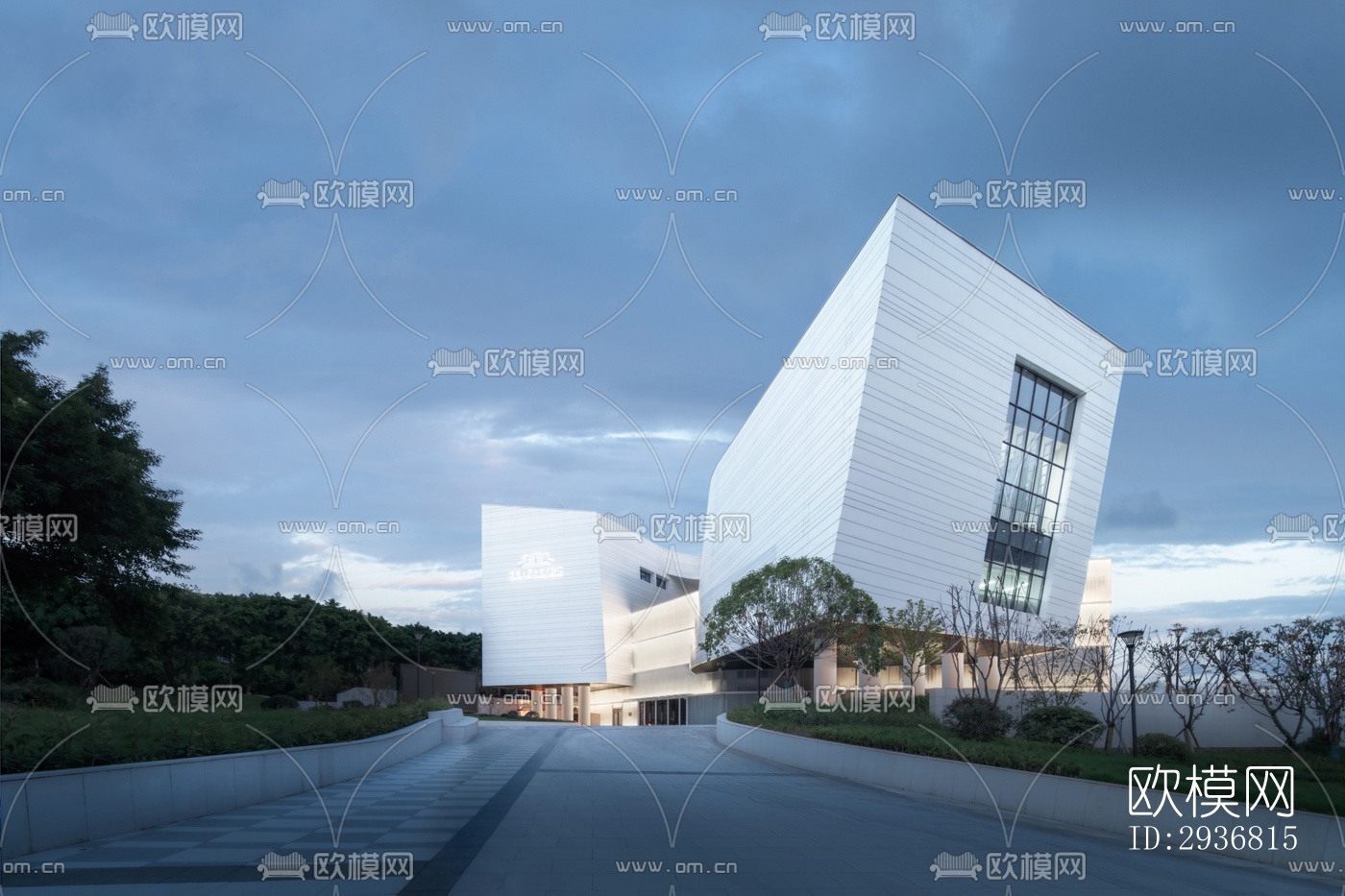 现代文体建筑效果图下载（渲染图1）