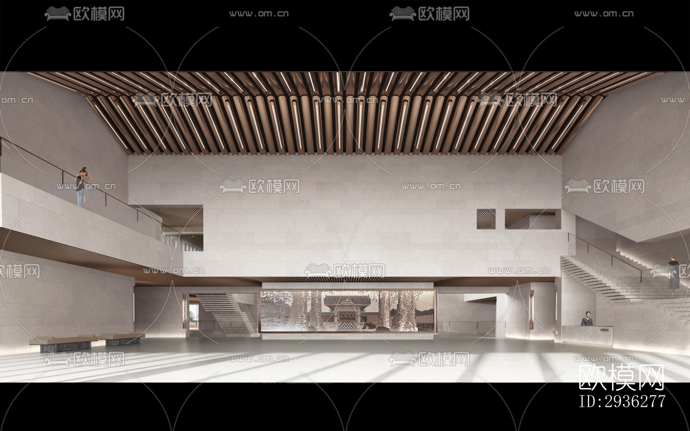 新中式美术博物馆效果图下载（渲染图11）