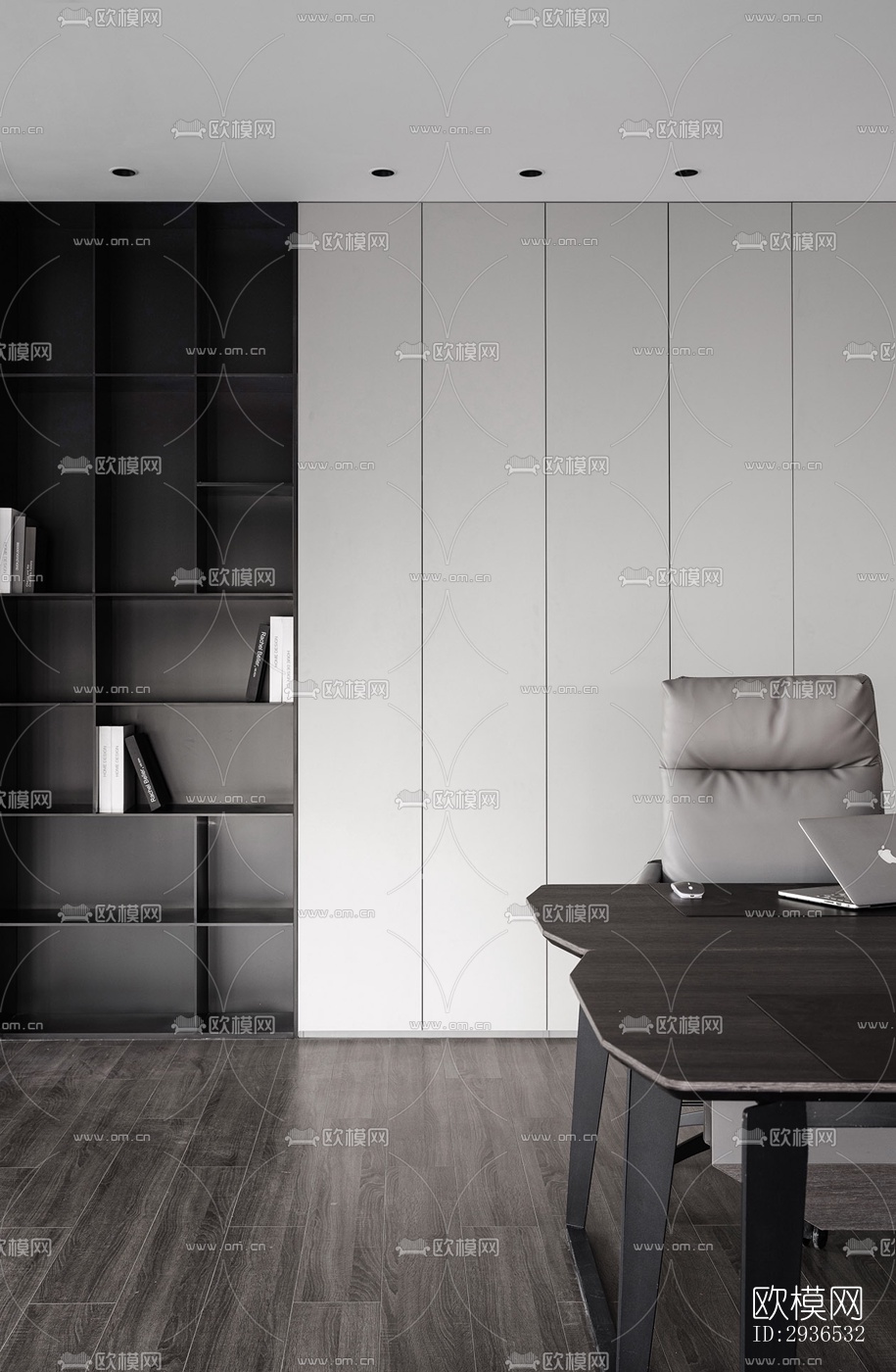 高级灰办公区效果图下载（渲染图3）