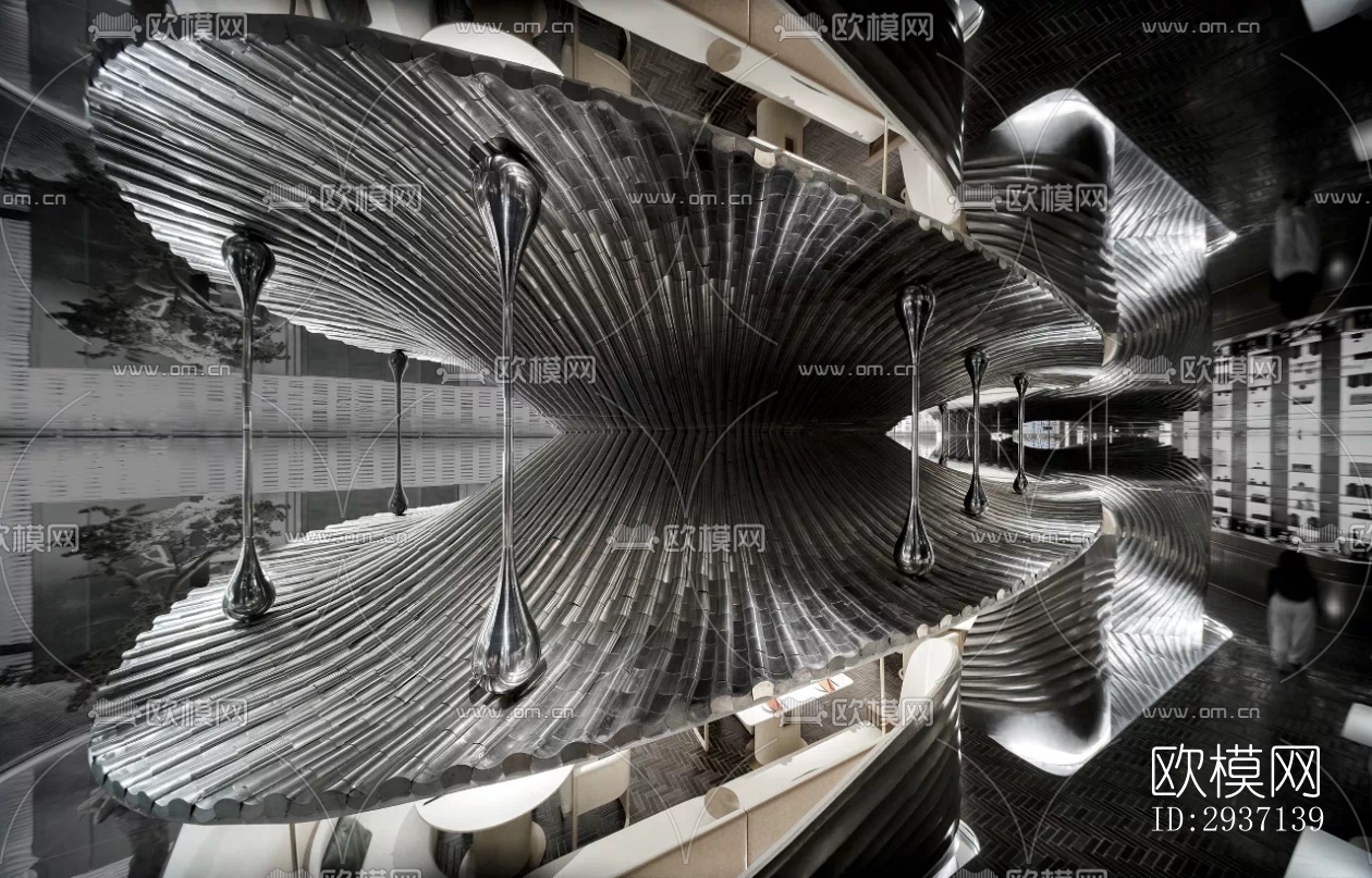 高级灰西餐厅效果图下载（渲染图14）