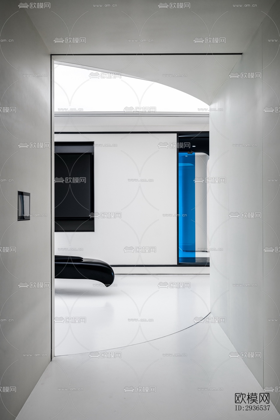 高级灰办公区效果图下载（渲染图1）