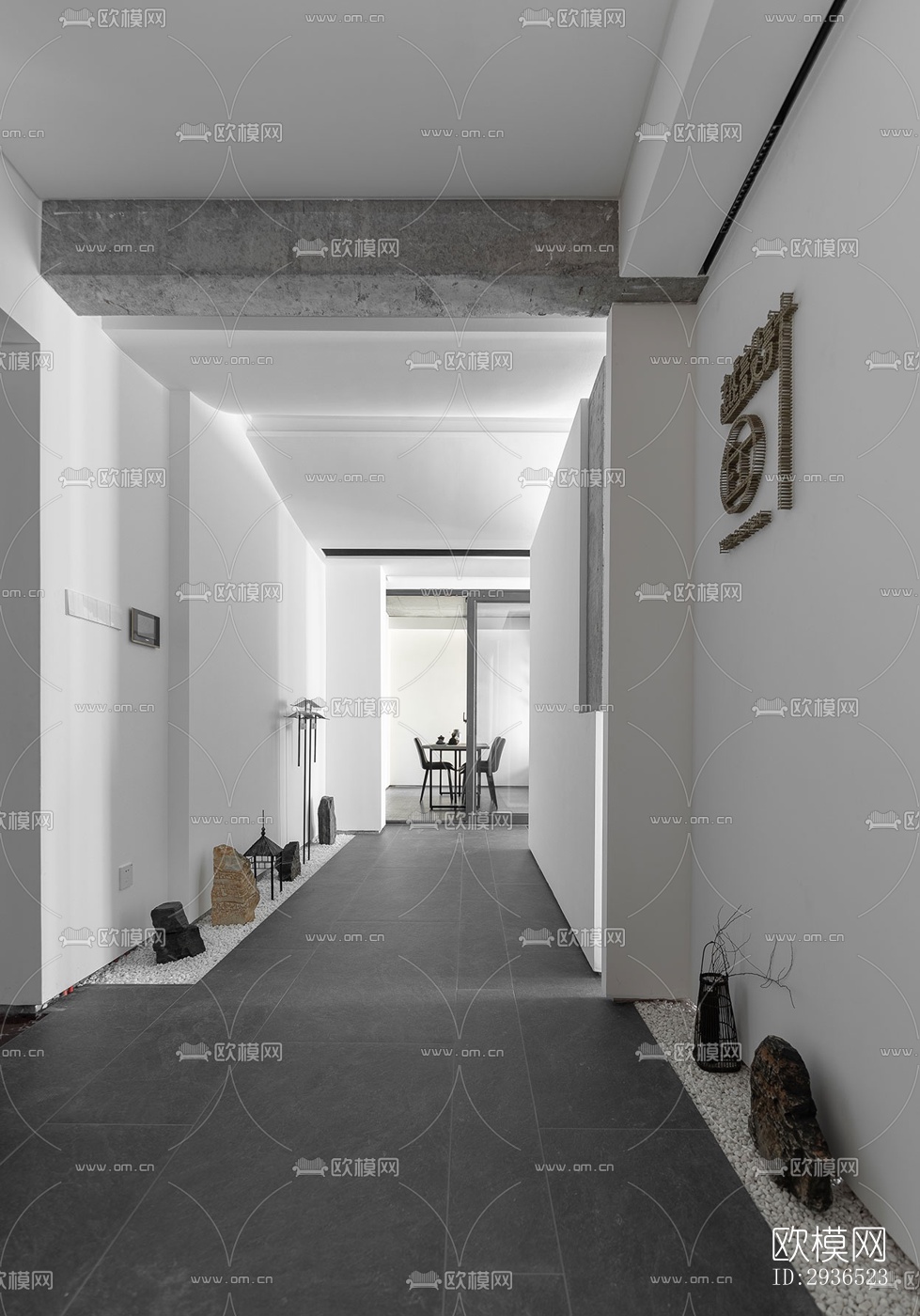 高级灰办公区效果图下载（渲染图4）