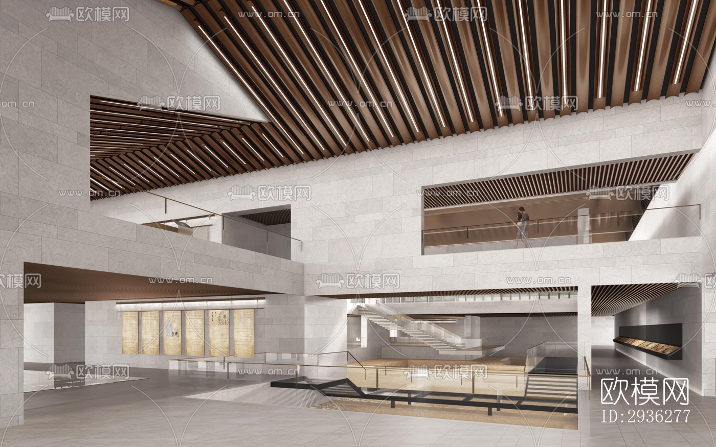 新中式美术博物馆效果图下载（渲染图6）