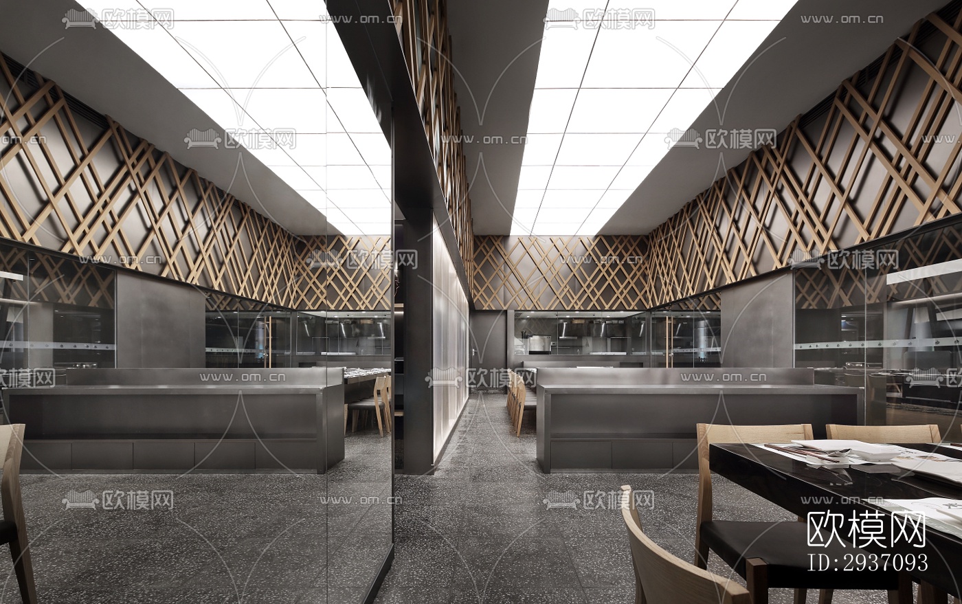 高级灰火锅烤肉效果图下载（渲染图12）