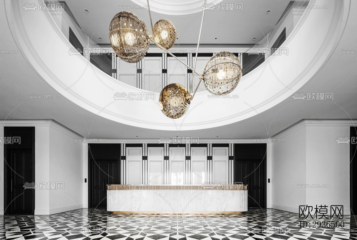 现代办公区效果图下载（渲染图7）