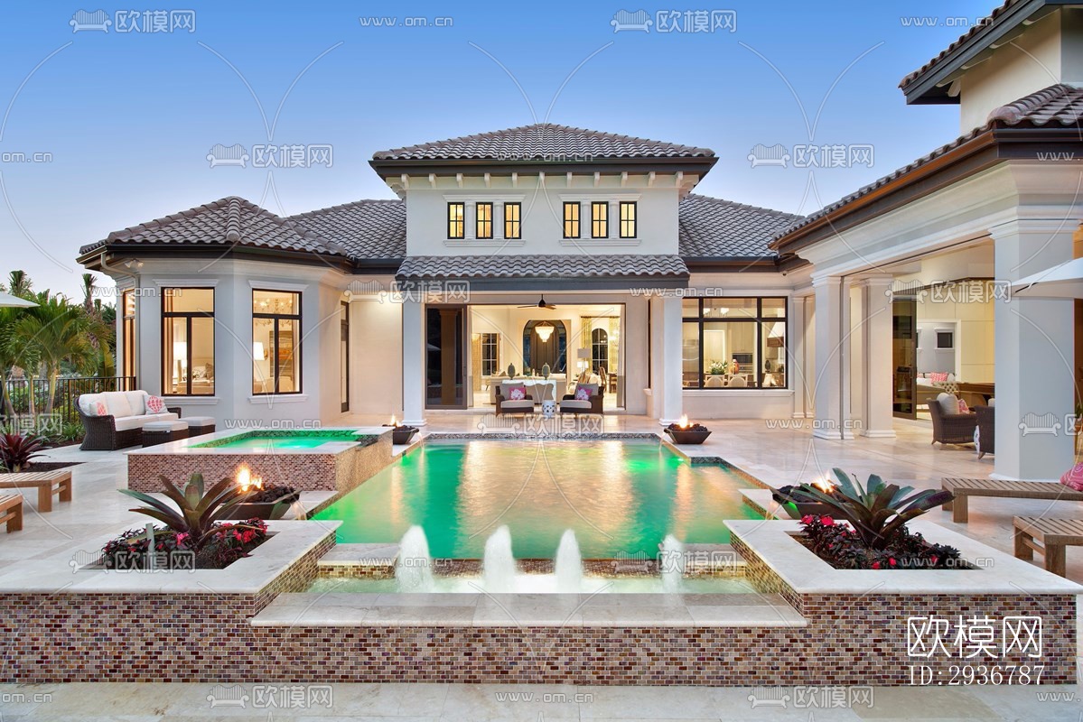 美式居住建筑效果图下载（渲染图9）