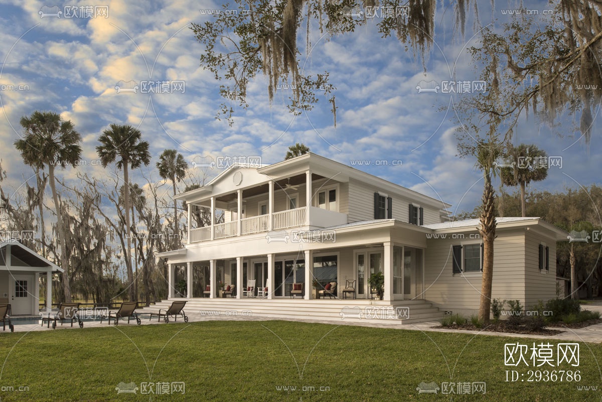 美式居住建筑效果图下载（渲染图20）