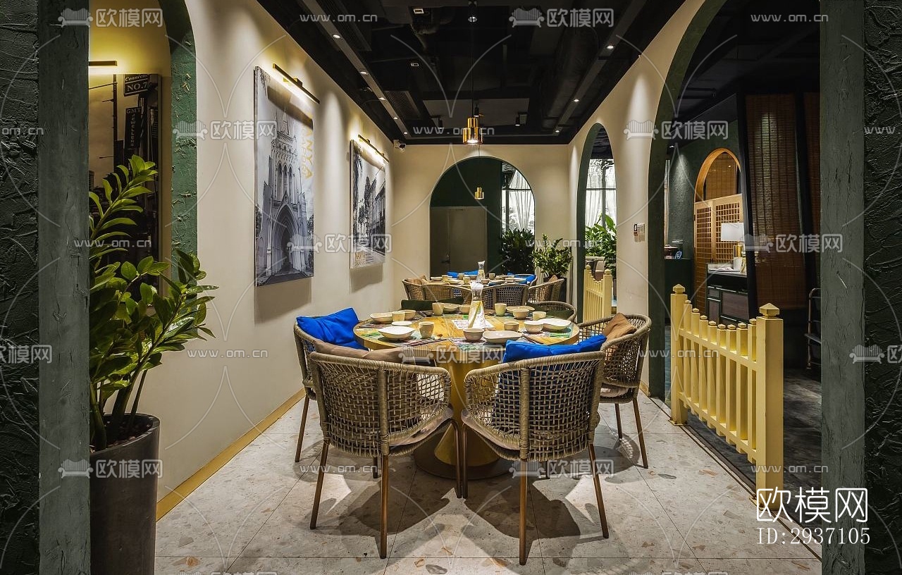 东南亚西餐厅效果图下载（渲染图3）