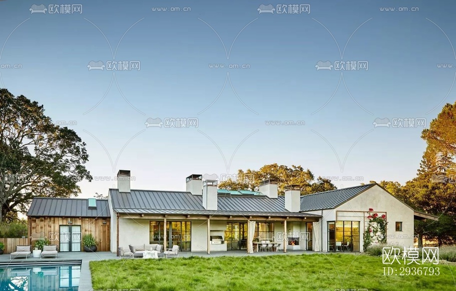 美式居住建筑效果图下载(渲染图2)