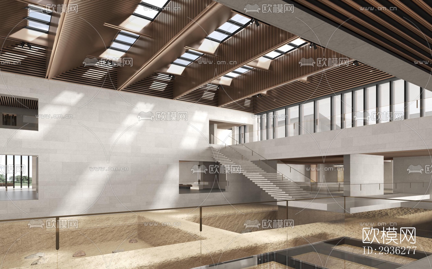 新中式美术博物馆效果图下载（渲染图4）