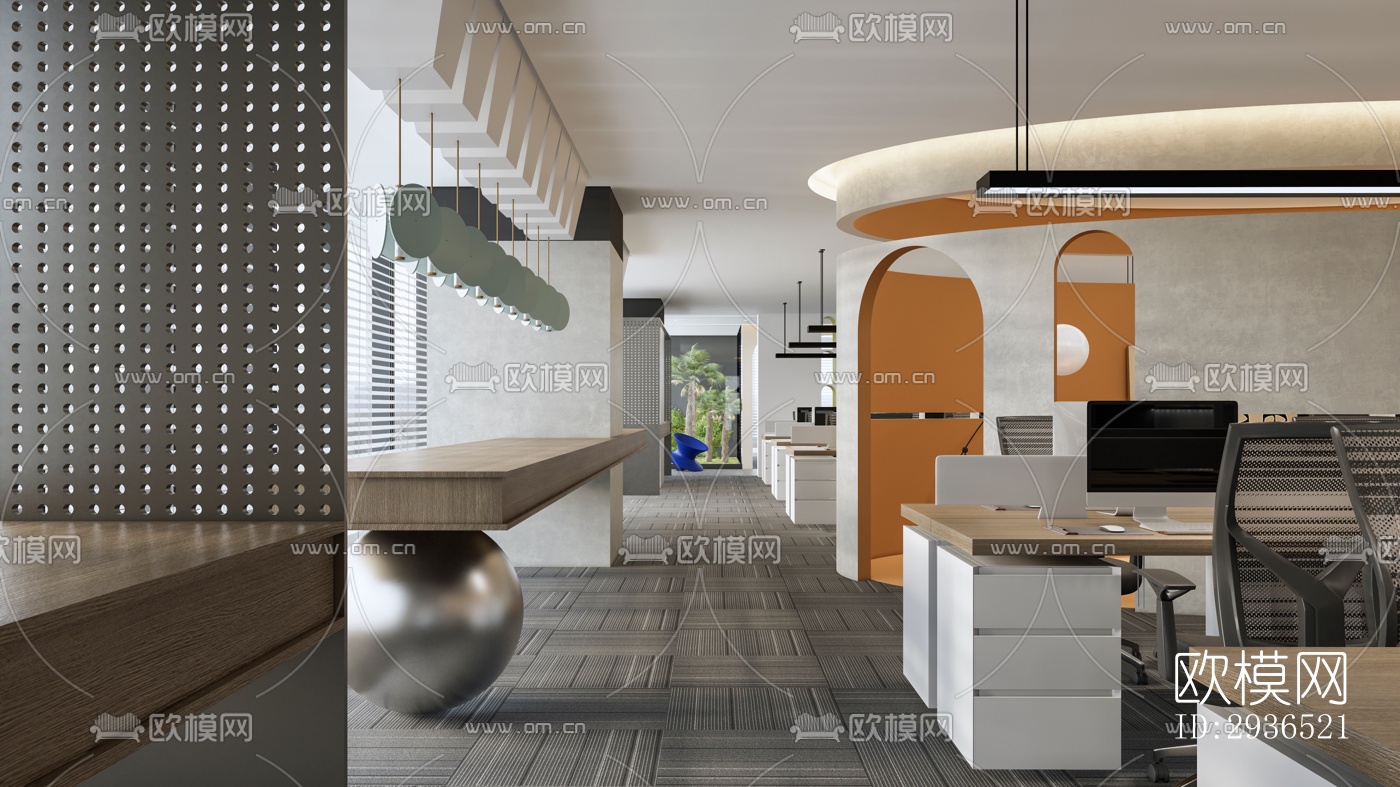 现代办公区效果图下载（渲染图15）