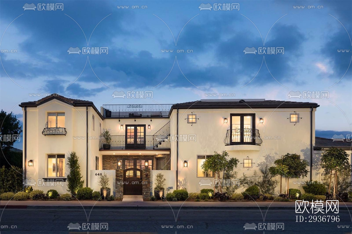 美式居住建筑效果图下载（渲染图4）