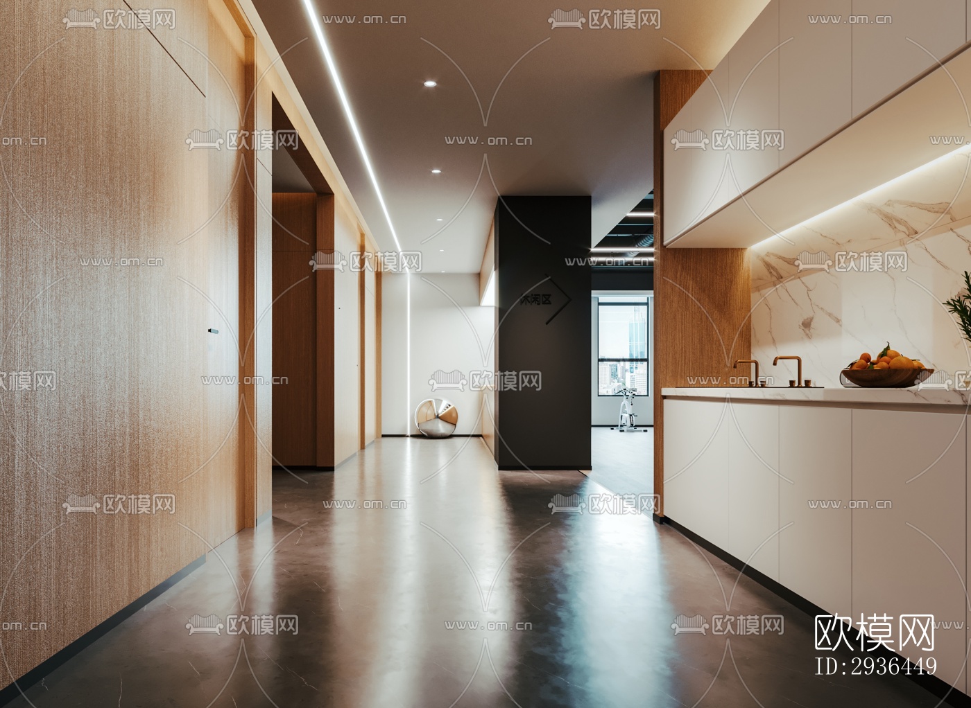 现代办公区效果图下载（渲染图14）