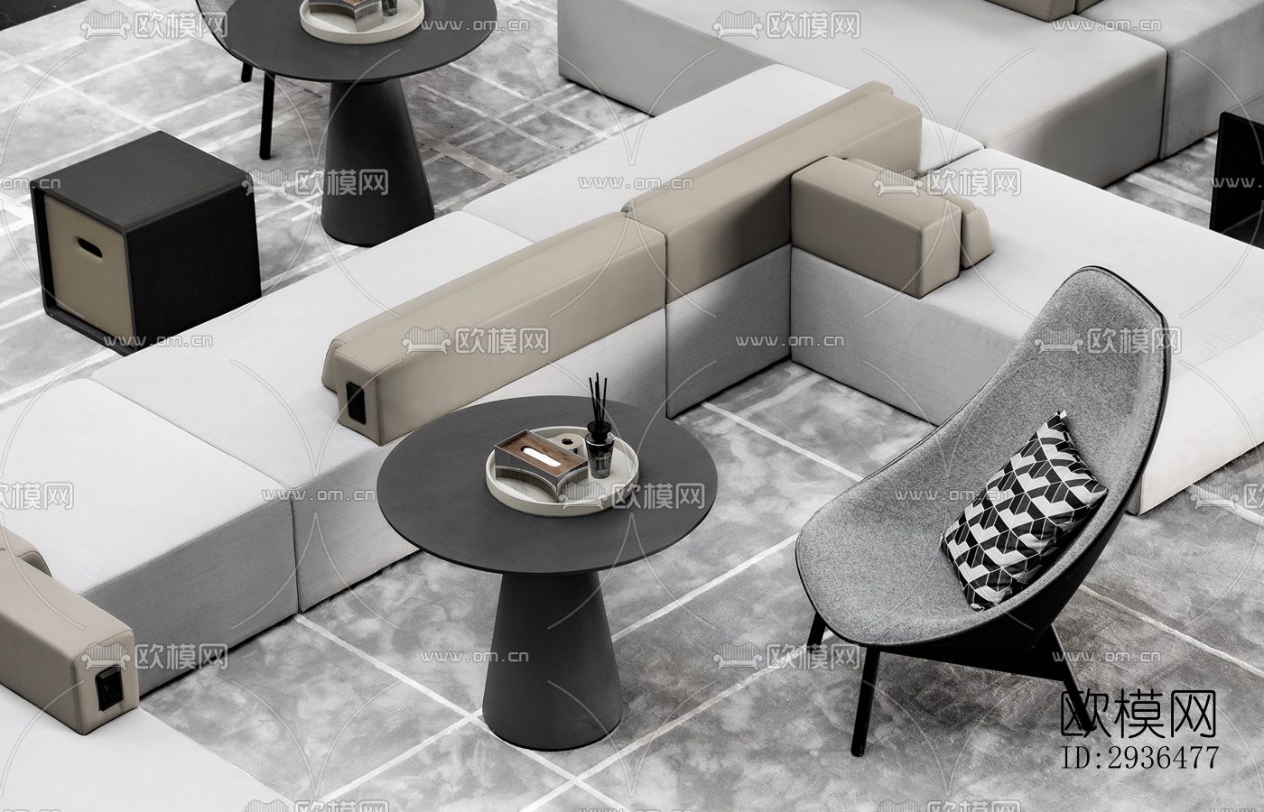 现代办公区效果图下载（渲染图8）