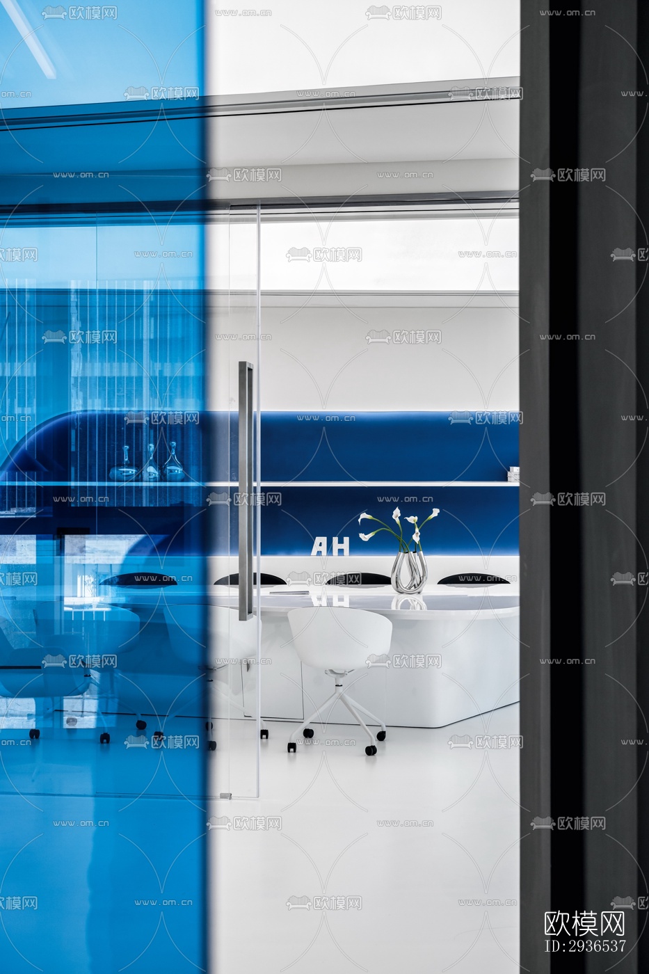 高级灰办公区效果图下载（渲染图9）