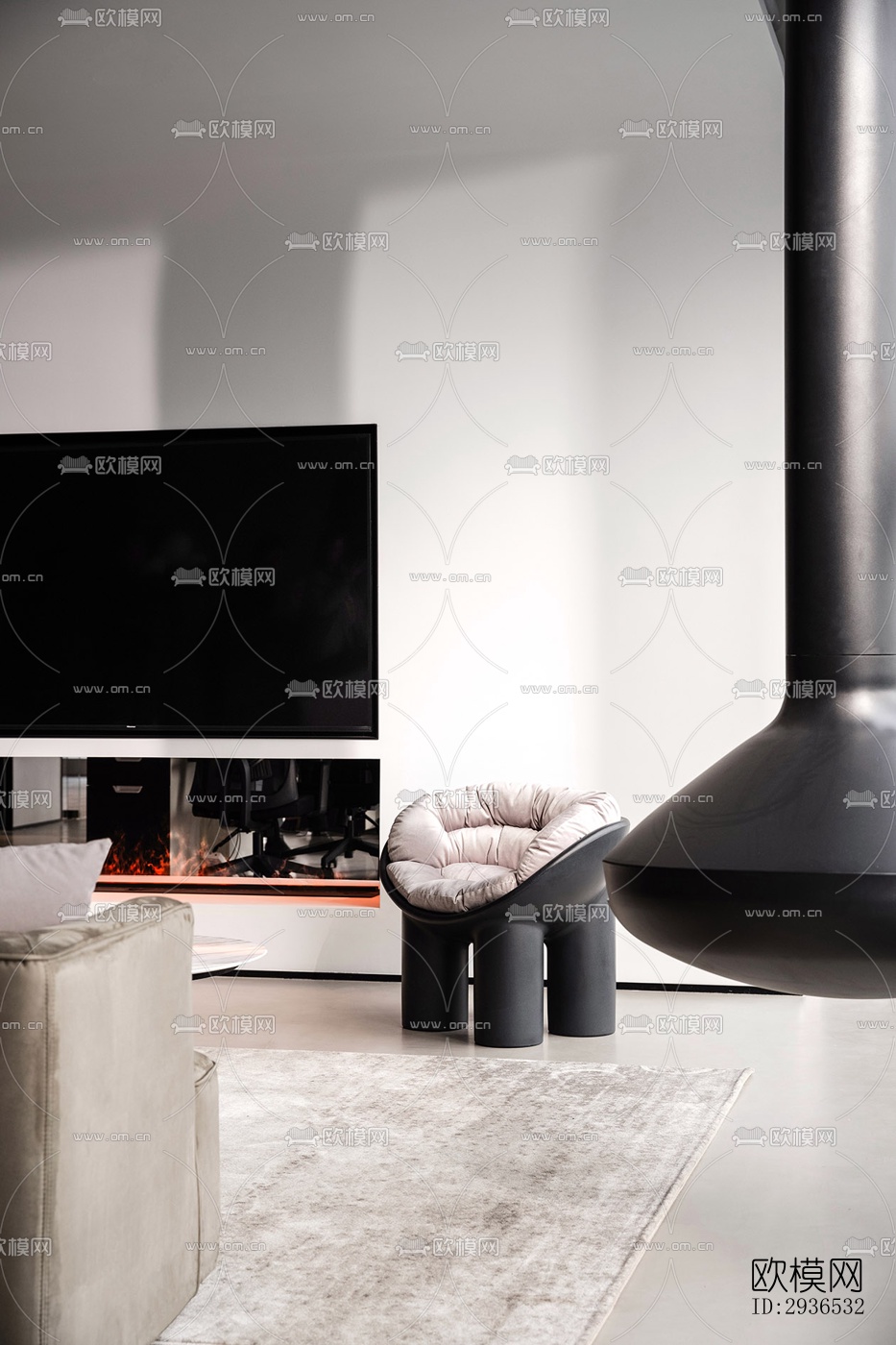 高级灰办公区效果图下载（渲染图16）