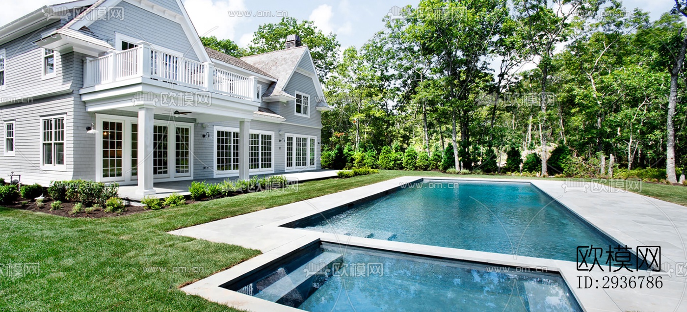 美式居住建筑效果图下载（渲染图16）