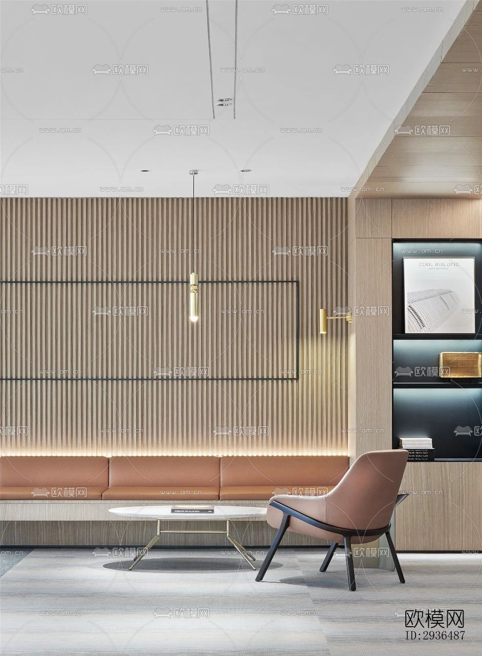 现代办公区效果图下载（渲染图2）