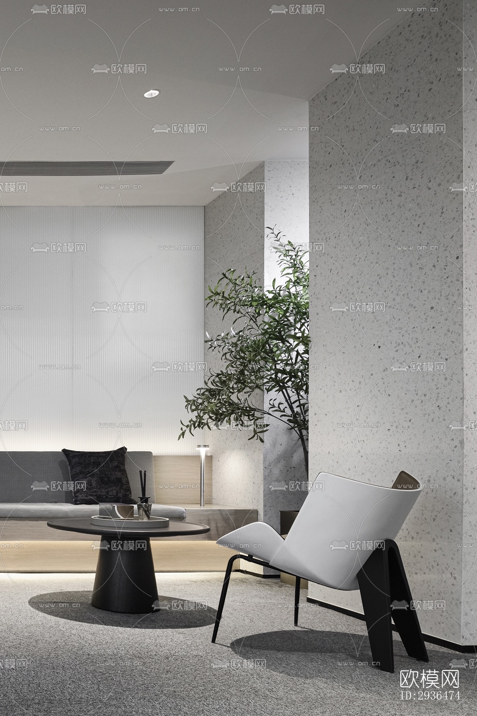 现代办公区效果图下载（渲染图6）