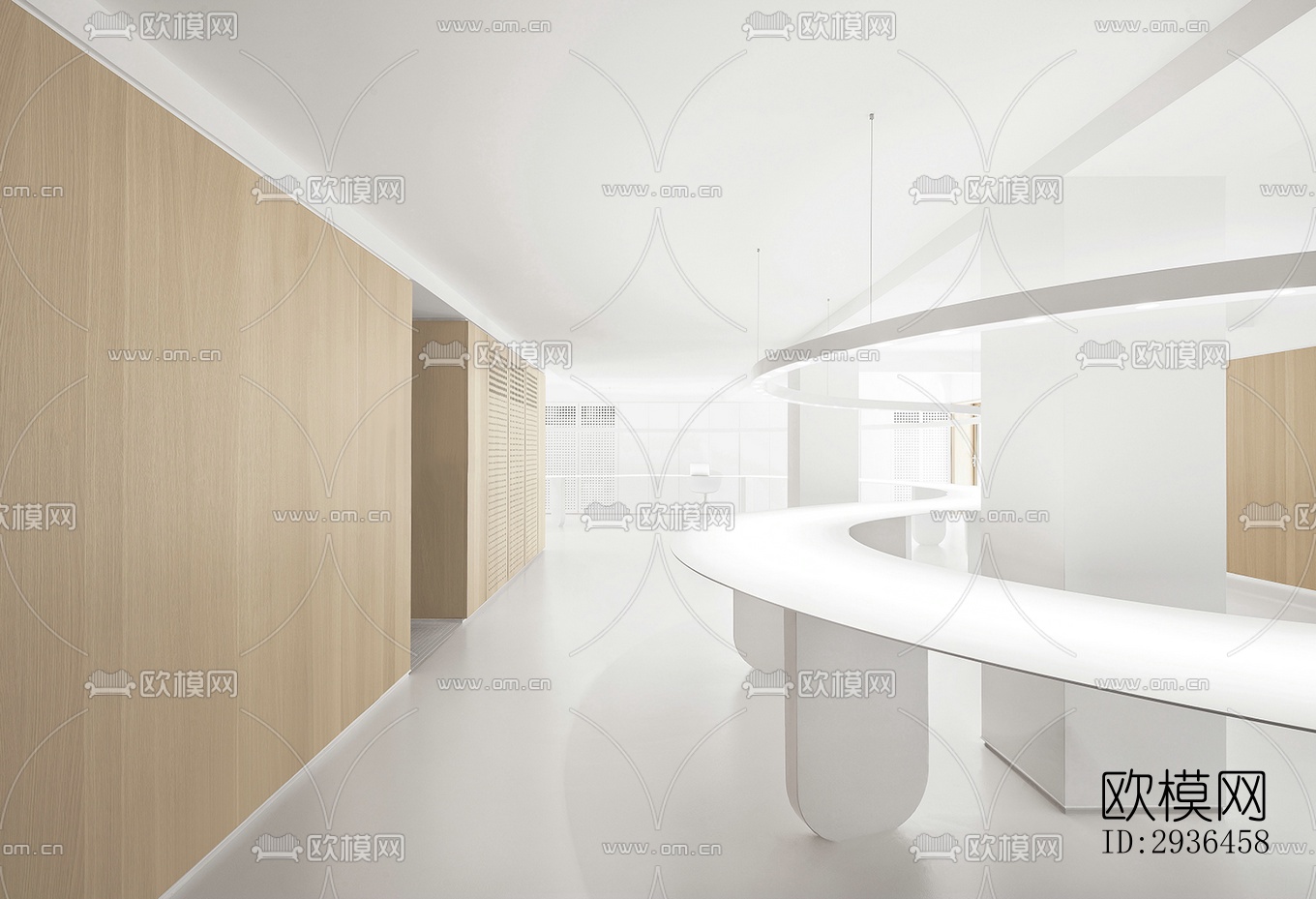 现代办公区效果图下载（渲染图10）