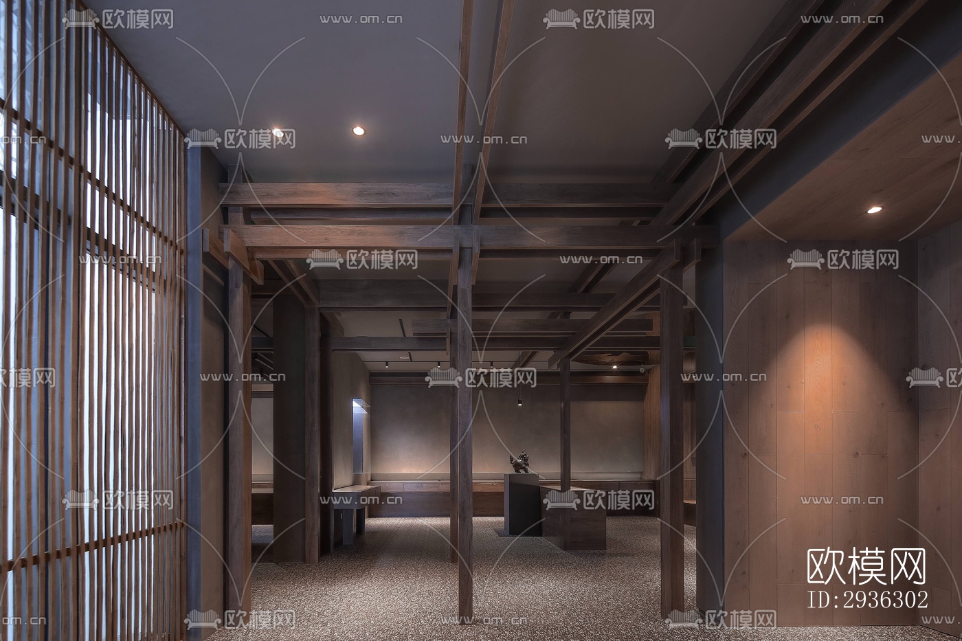 新中式美术博物馆效果图下载（渲染图8）