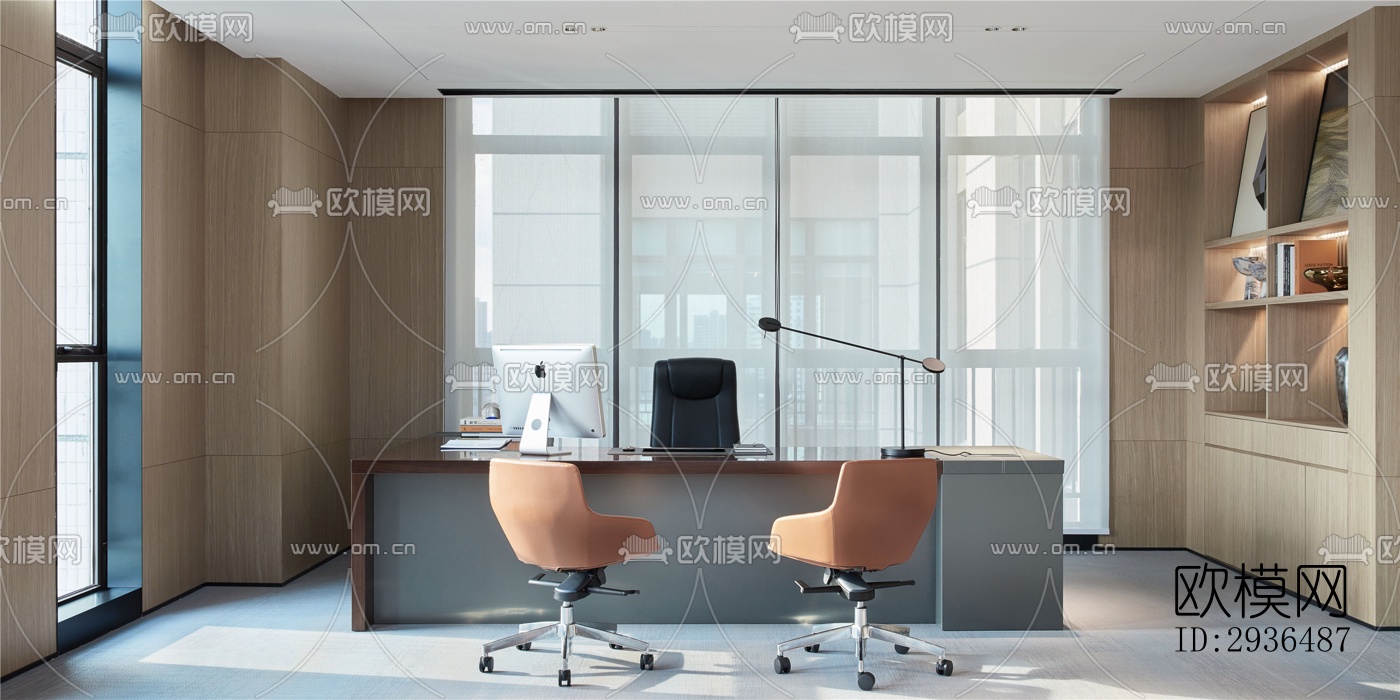 现代办公区效果图下载（渲染图14）