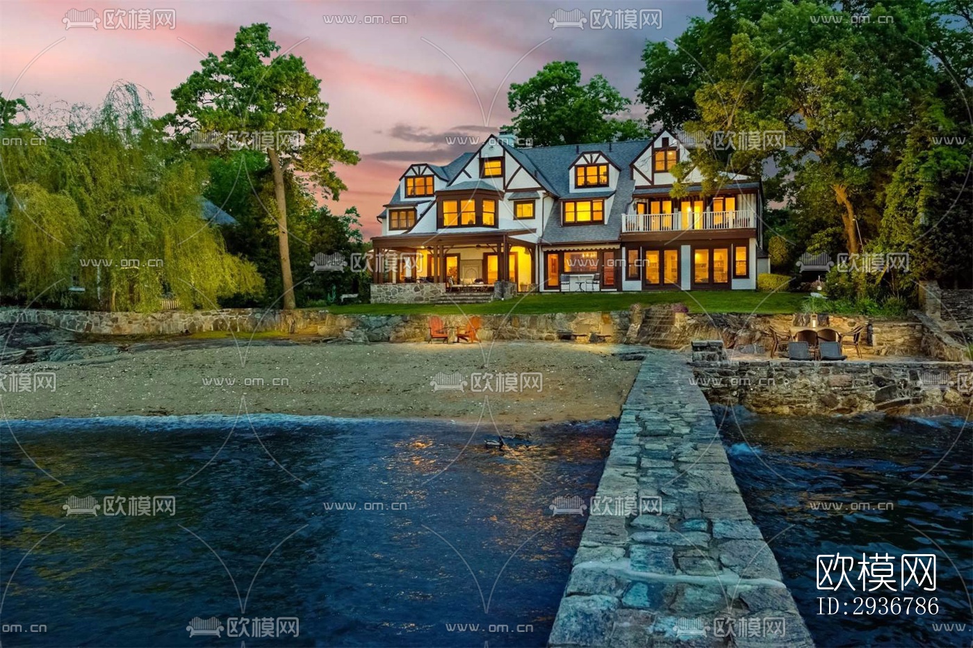 美式居住建筑效果图下载（渲染图8）