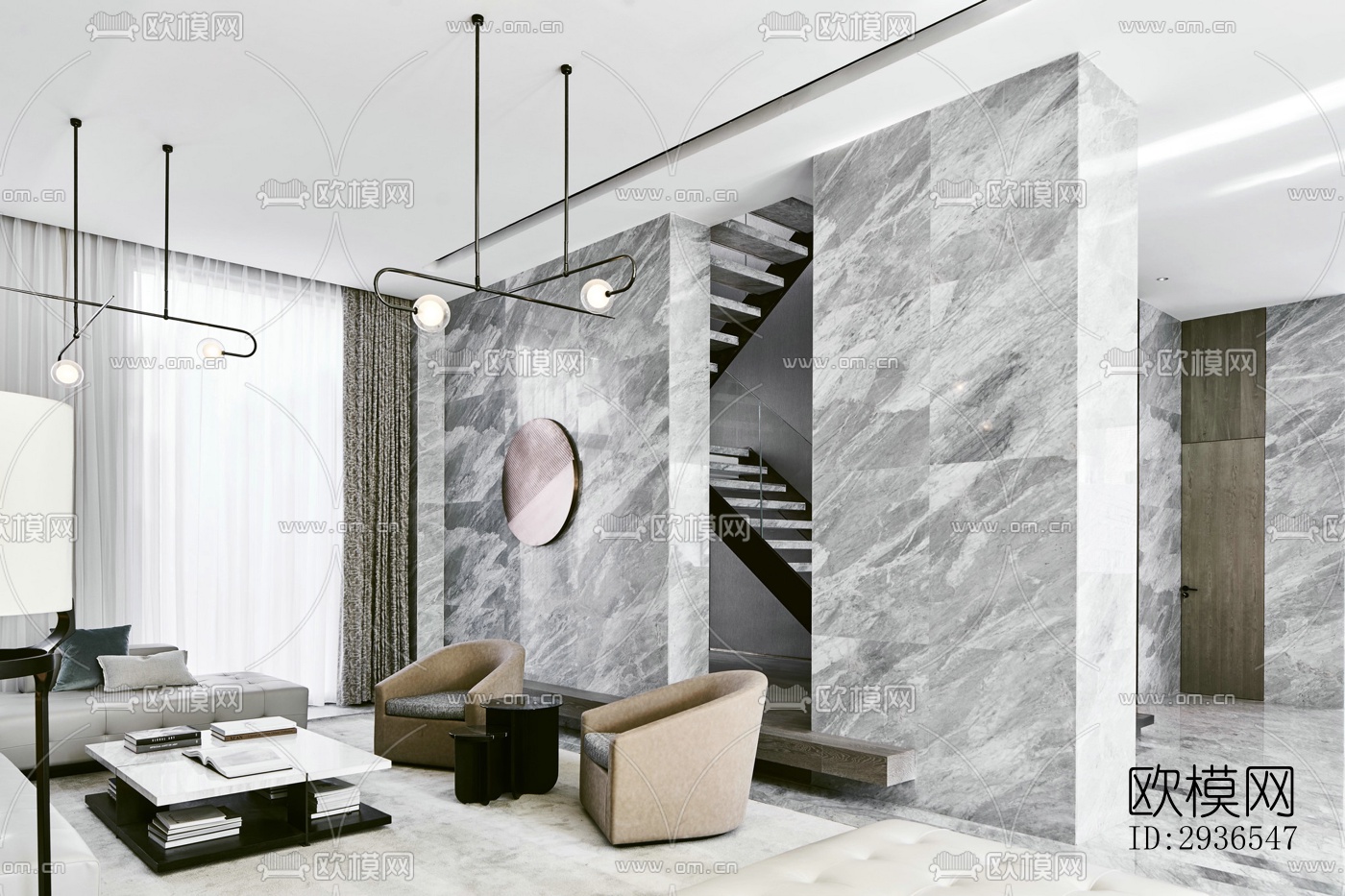 新中式商务大堂效果图下载（渲染图17）