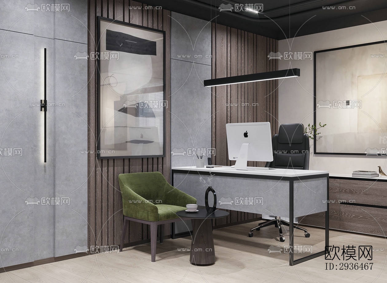 现代办公区效果图下载（渲染图9）