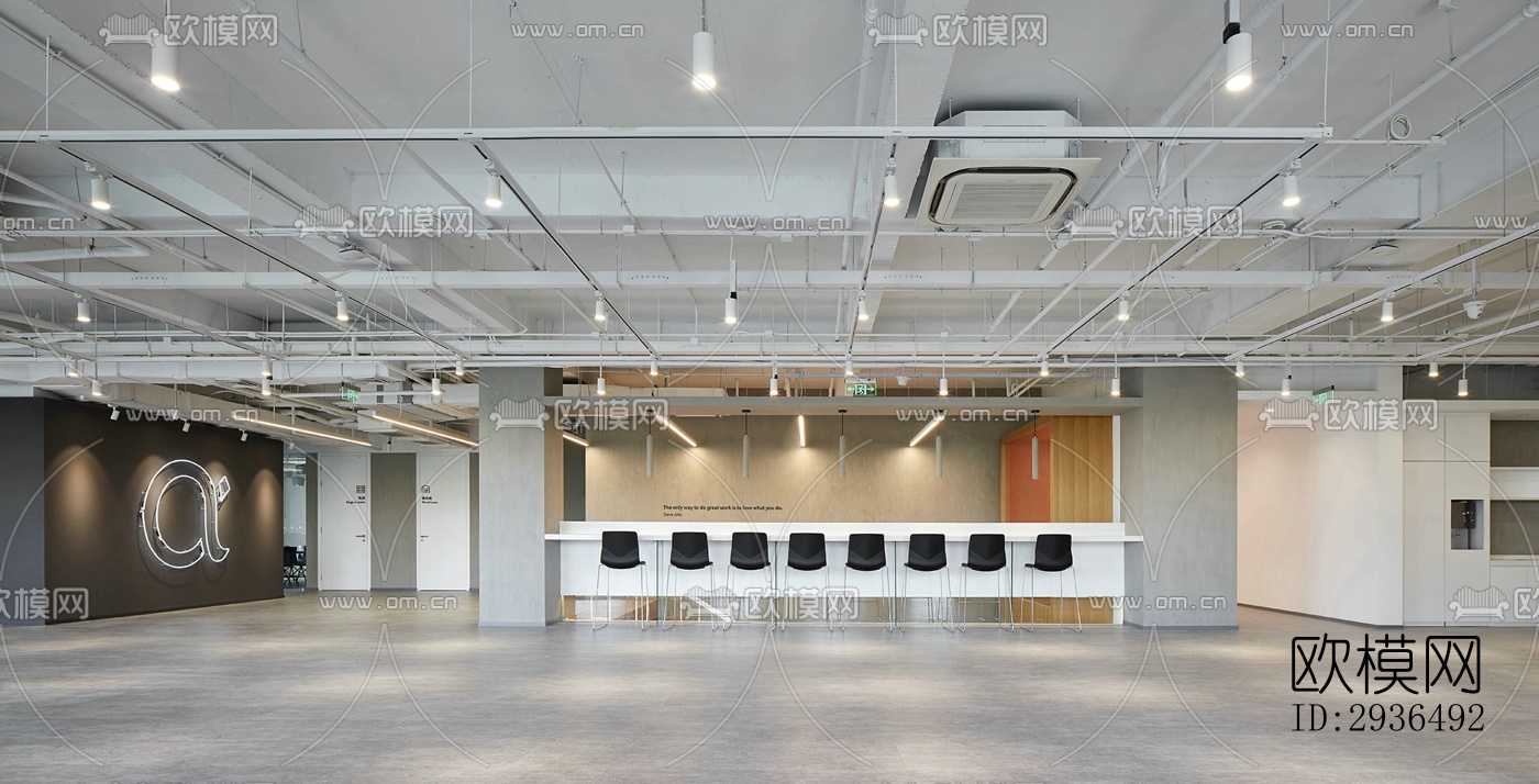 现代办公区效果图下载（渲染图4）