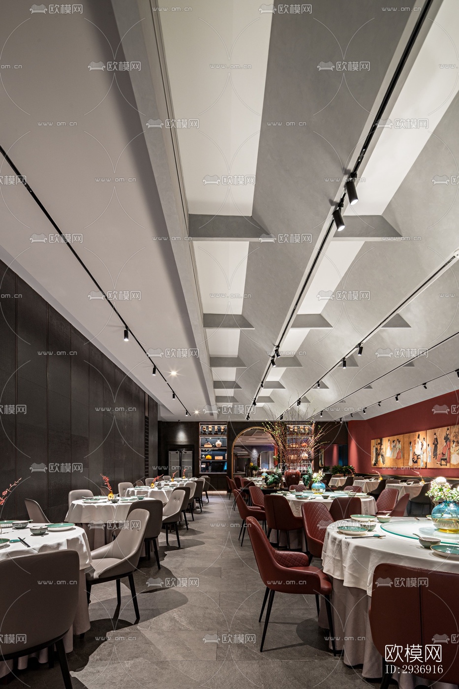 新中式中餐厅效果图下载（渲染图2）