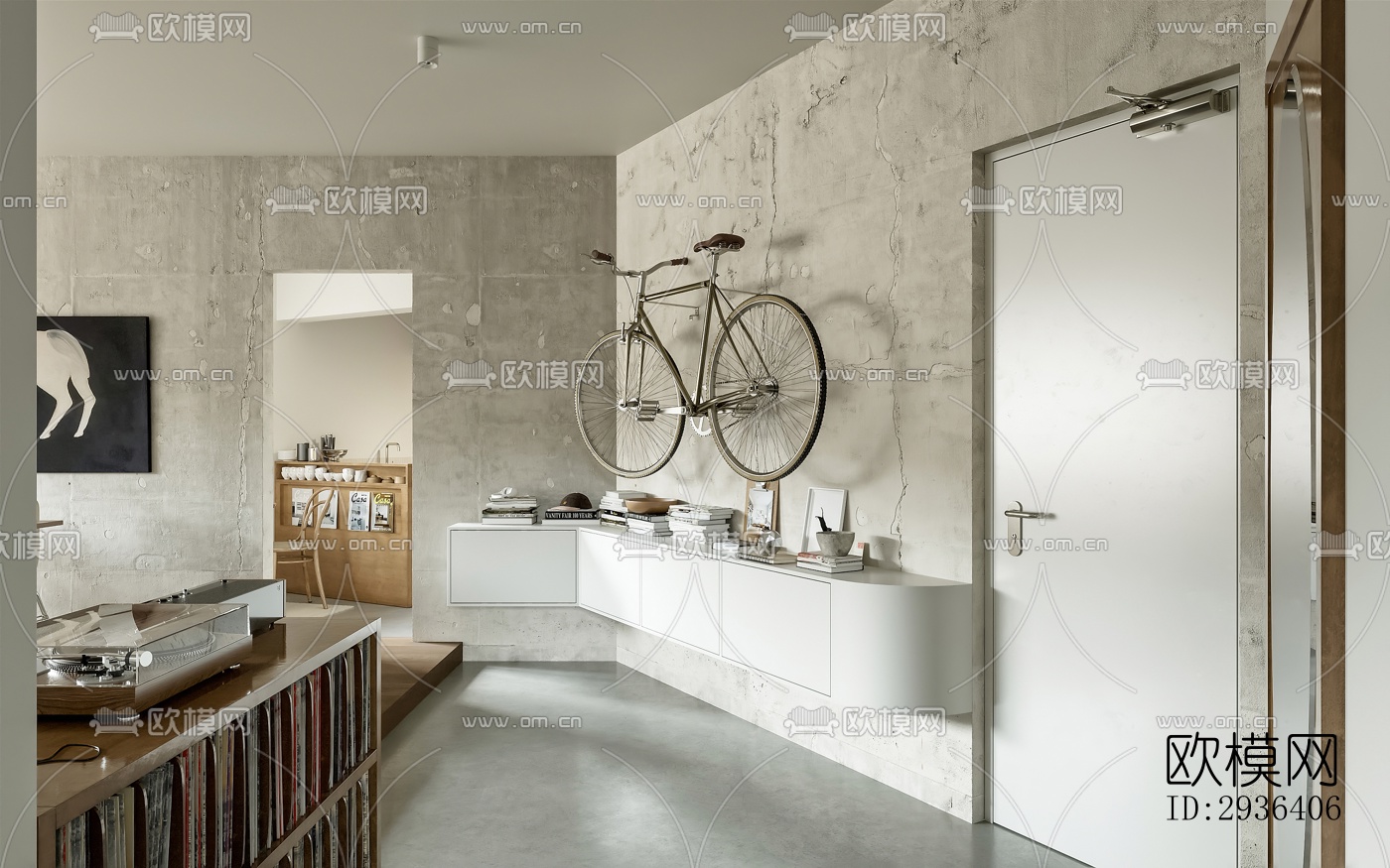 中古风办公区效果图下载（渲染图18）