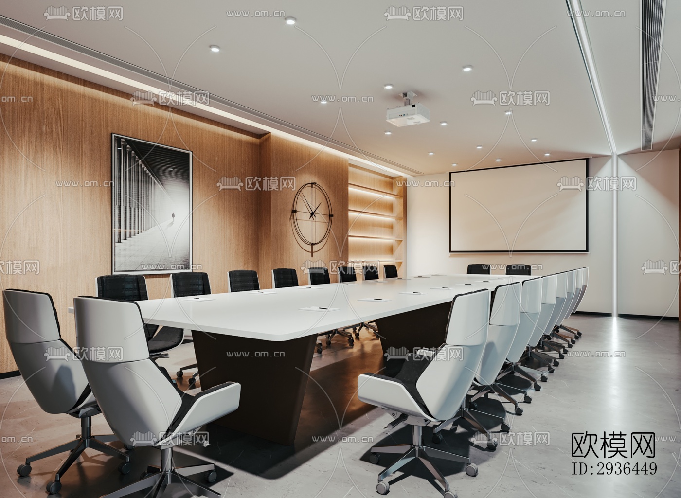 现代办公区效果图下载（渲染图1）