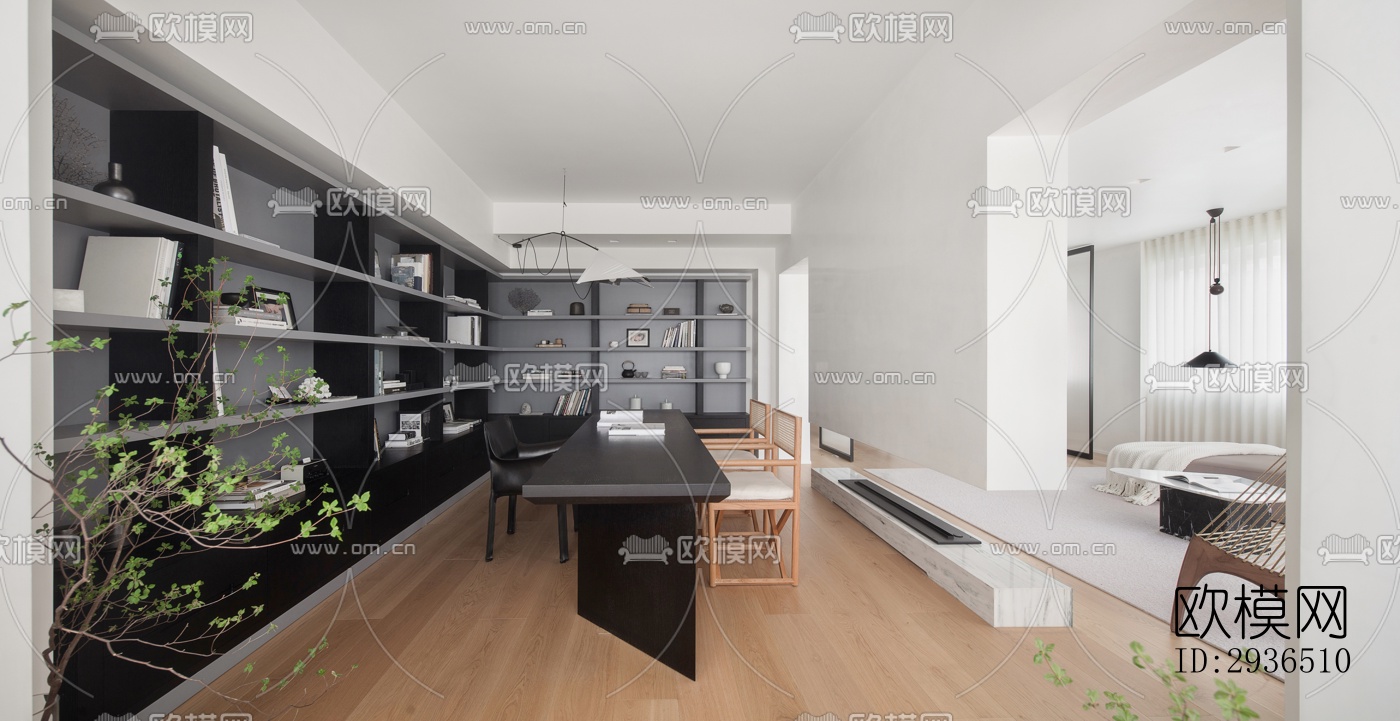 现代办公区效果图下载（渲染图6）