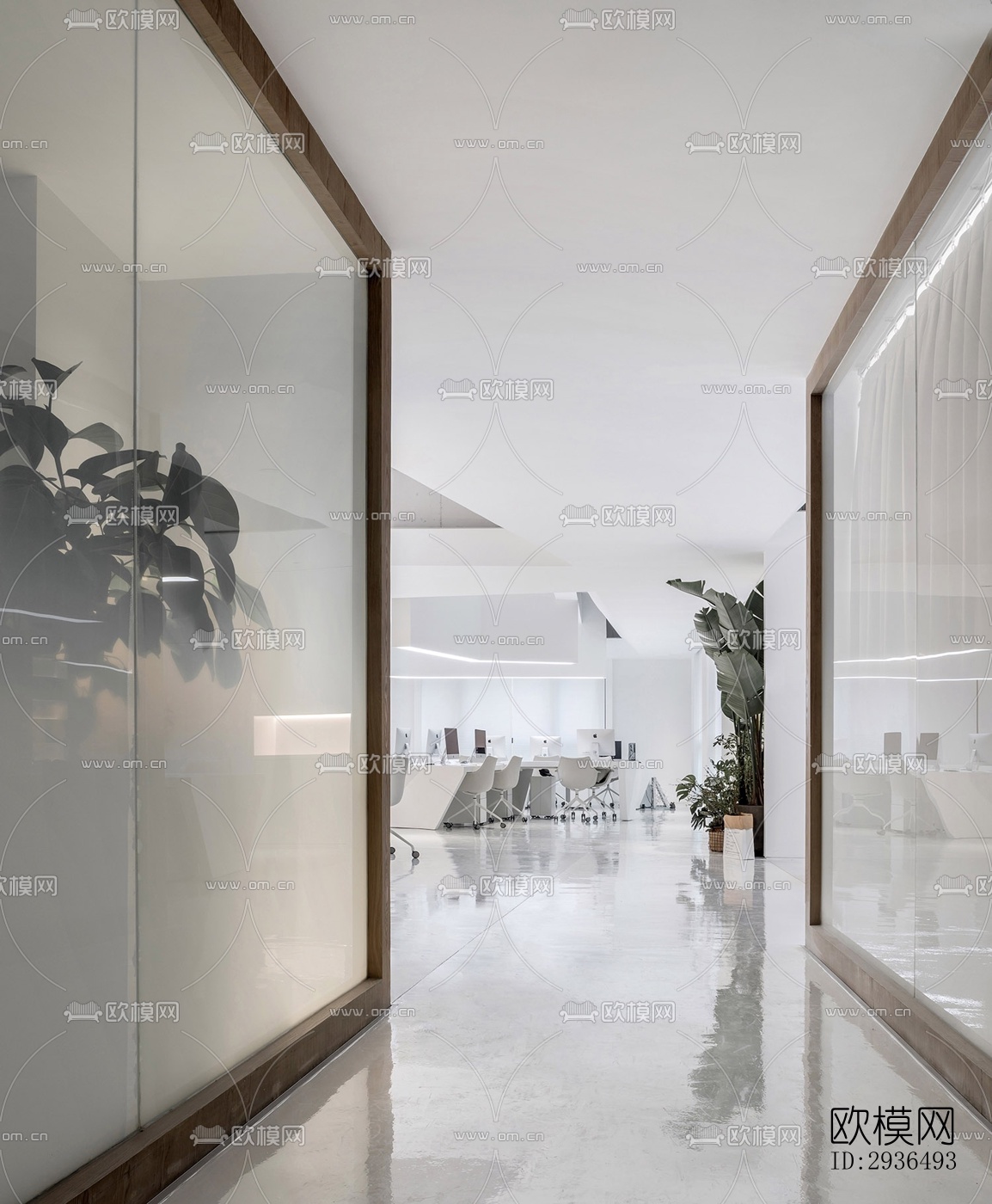 现代办公区效果图下载（渲染图15）