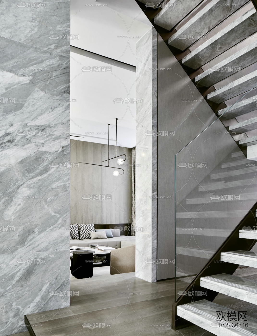 新中式商务大堂效果图下载（渲染图1）